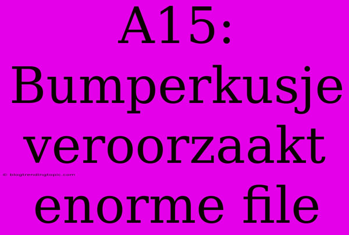 A15: Bumperkusje Veroorzaakt Enorme File