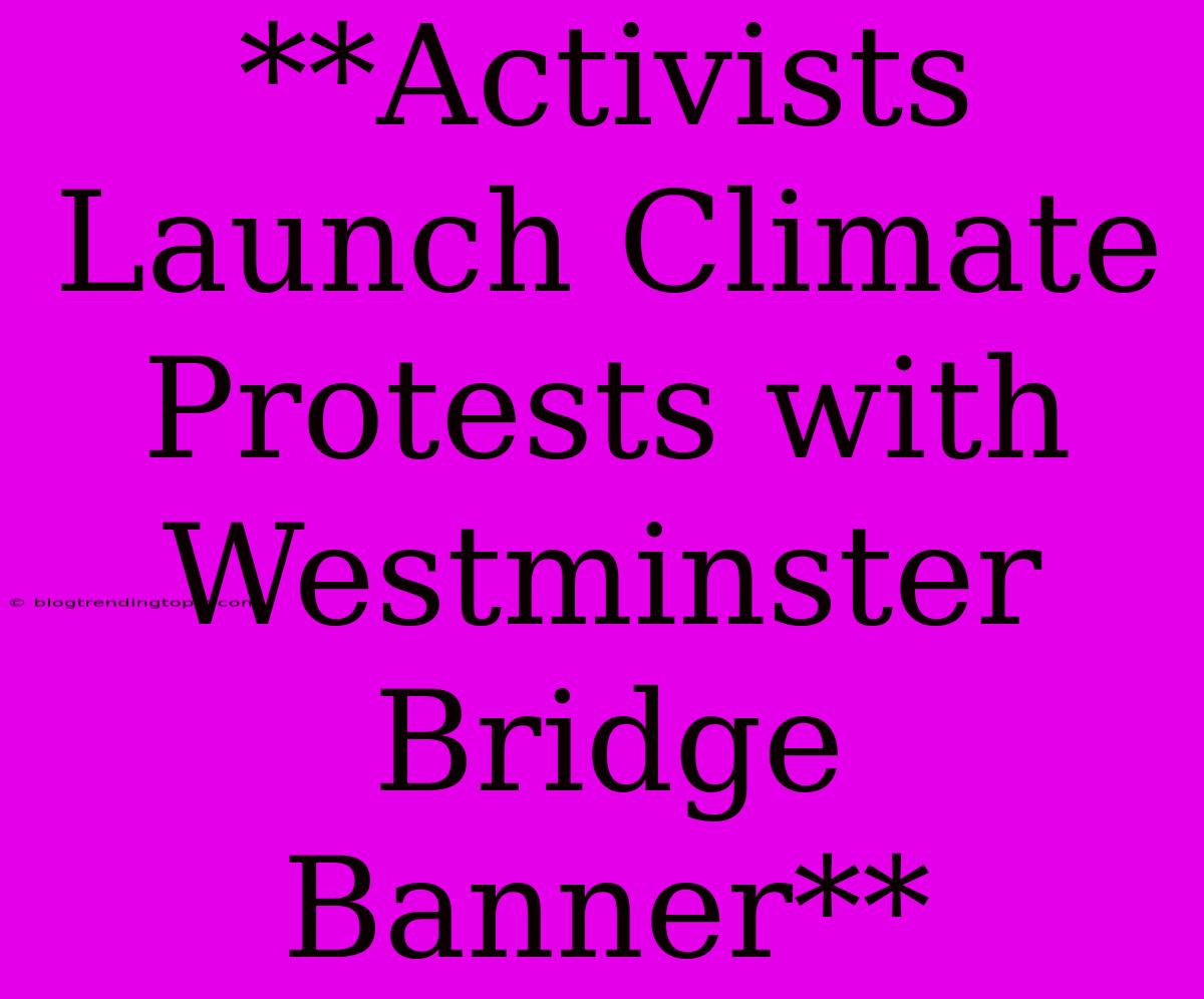 **Activists Launch Climate Protests With Westminster Bridge Banner**