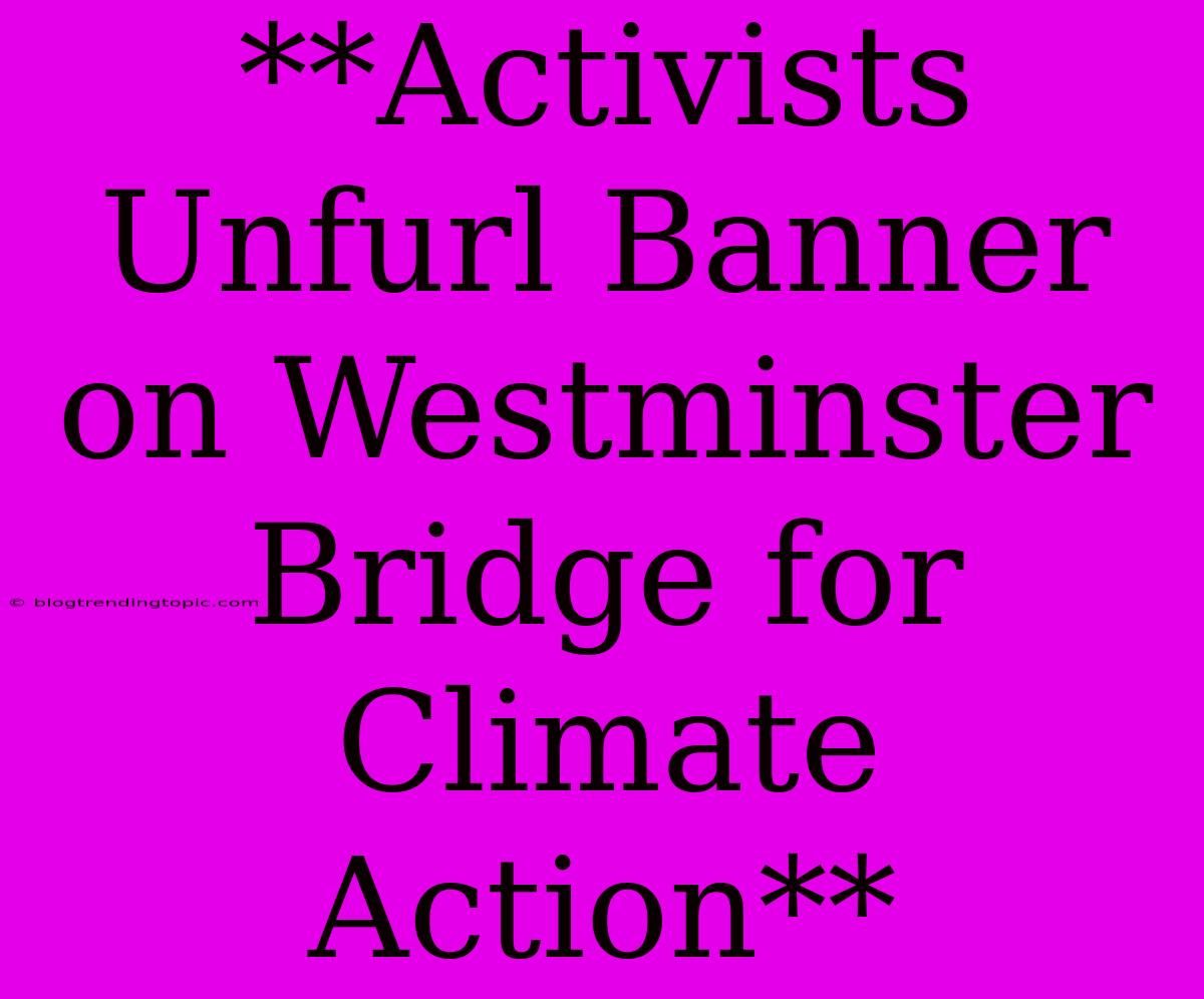 **Activists Unfurl Banner On Westminster Bridge For Climate Action**