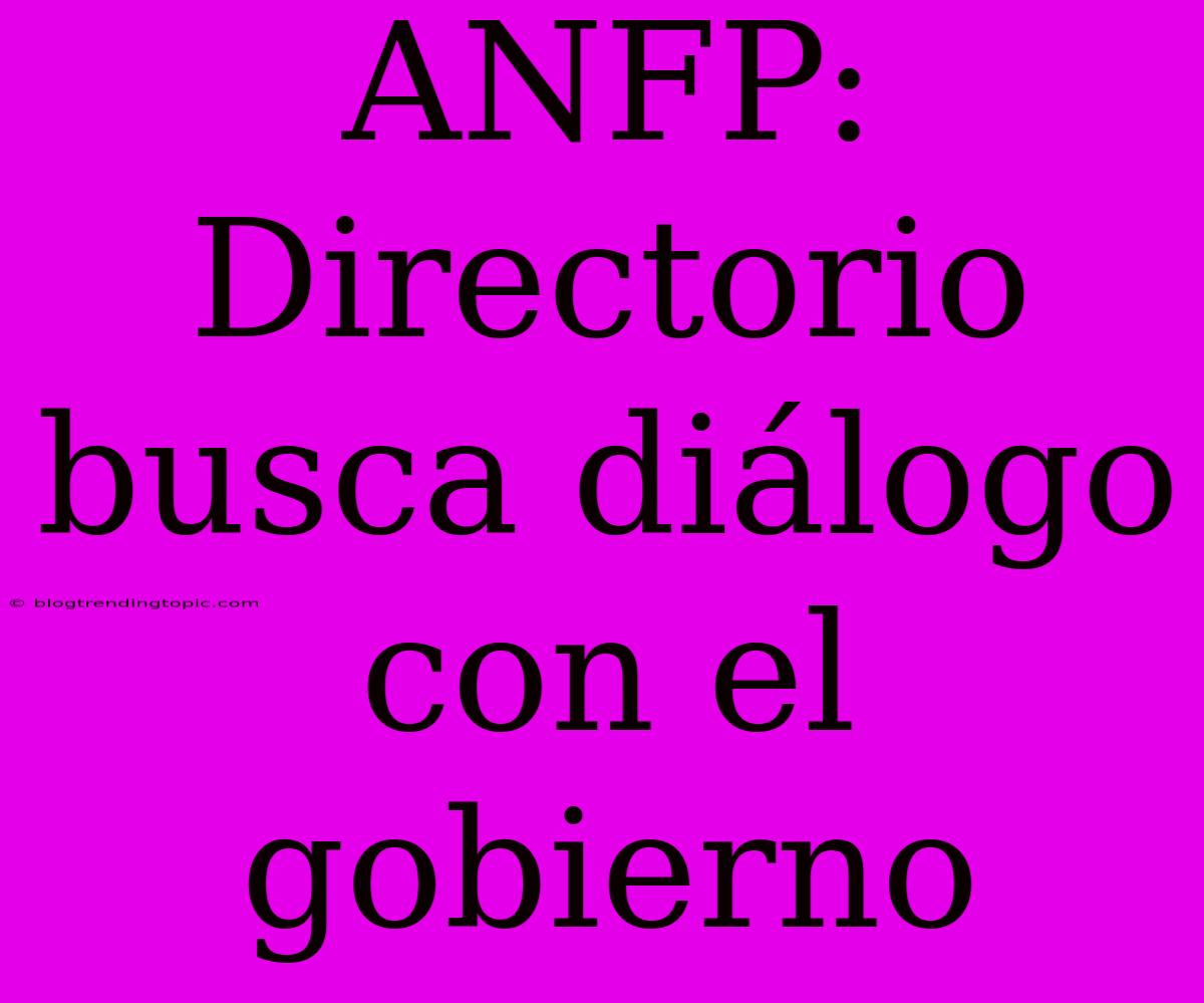 ANFP: Directorio Busca Diálogo Con El Gobierno