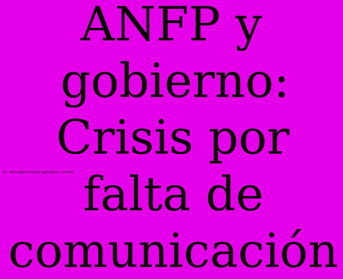 ANFP Y Gobierno: Crisis Por Falta De Comunicación