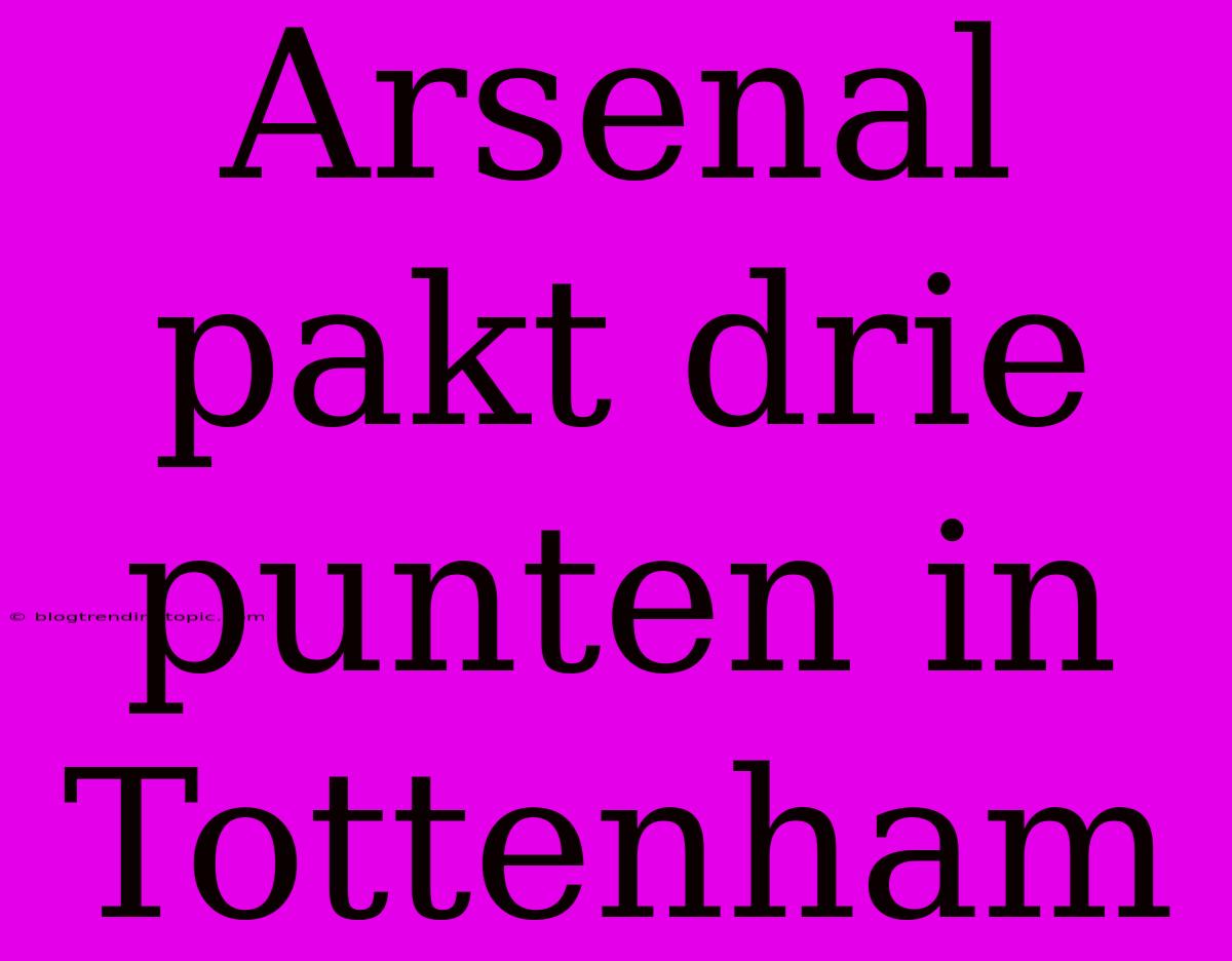 Arsenal Pakt Drie Punten In Tottenham