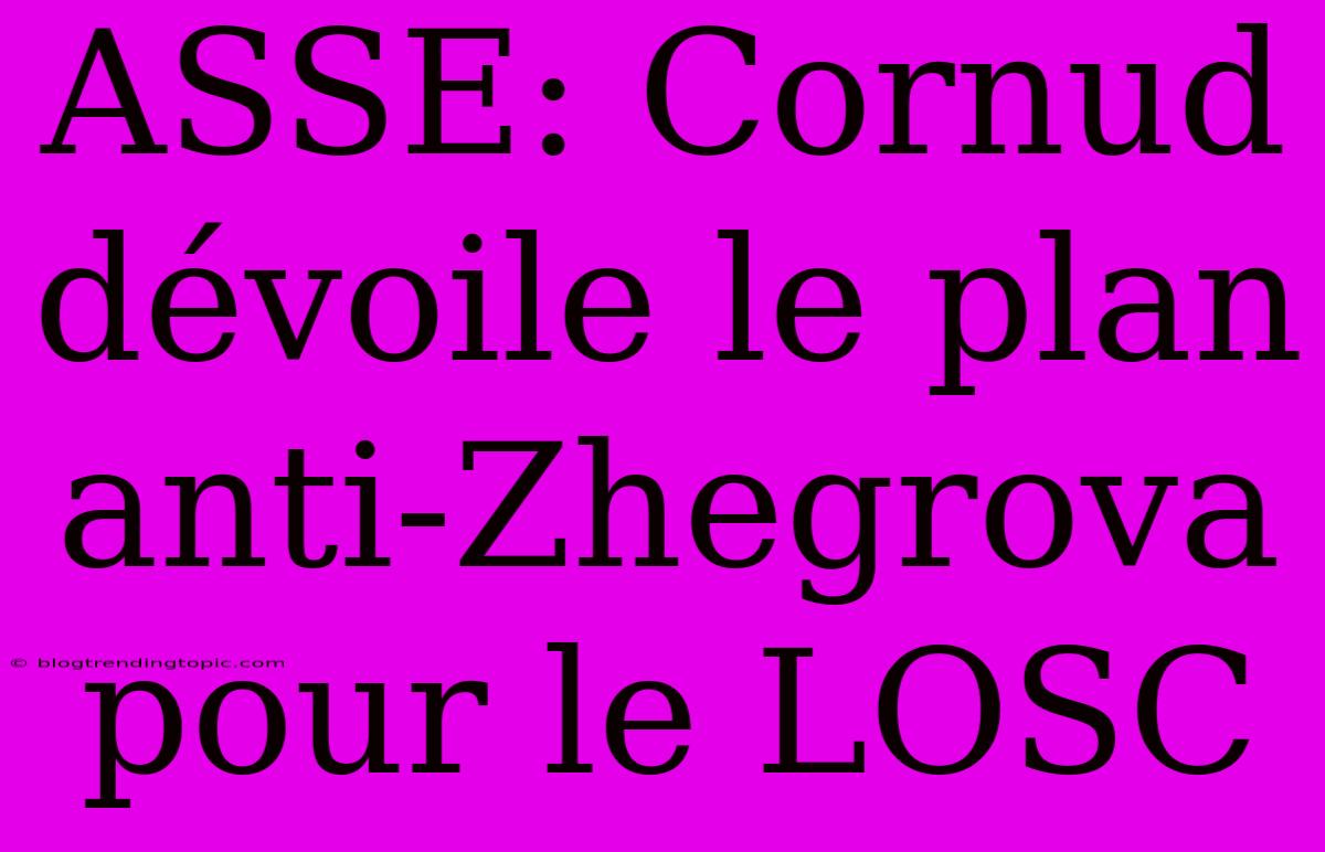 ASSE: Cornud Dévoile Le Plan Anti-Zhegrova Pour Le LOSC 