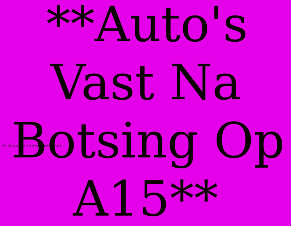 **Auto's Vast Na Botsing Op A15**