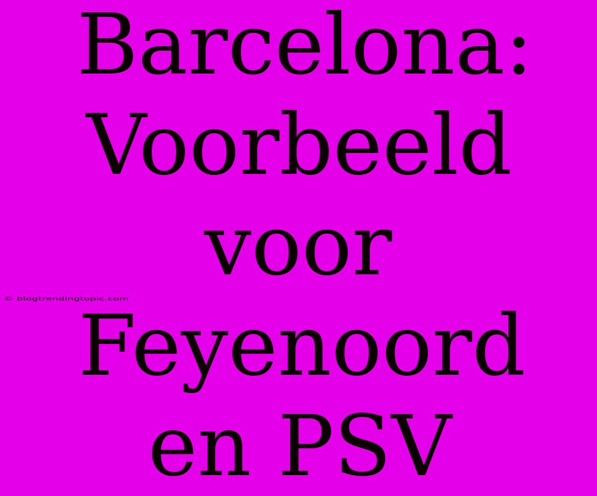 Barcelona: Voorbeeld Voor Feyenoord En PSV