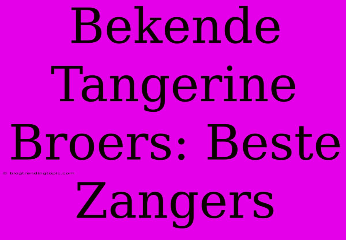 Bekende Tangerine Broers: Beste Zangers