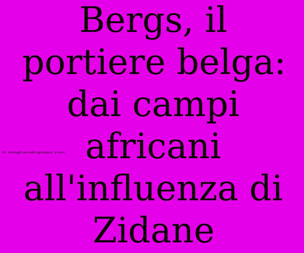 Bergs, Il Portiere Belga: Dai Campi Africani All'influenza Di Zidane