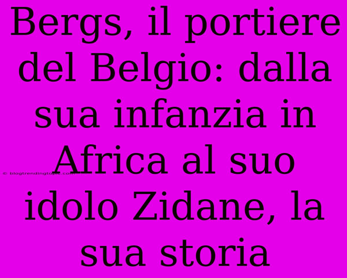 Bergs, Il Portiere Del Belgio: Dalla Sua Infanzia In Africa Al Suo Idolo Zidane, La Sua Storia