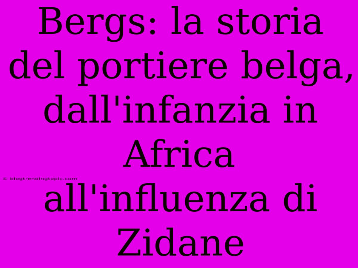 Bergs: La Storia Del Portiere Belga, Dall'infanzia In Africa All'influenza Di Zidane