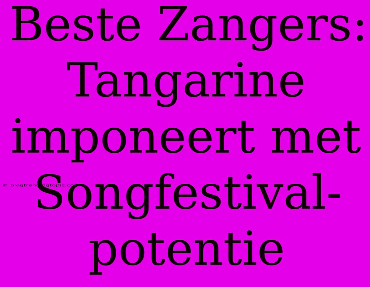 Beste Zangers: Tangarine Imponeert Met Songfestival-potentie