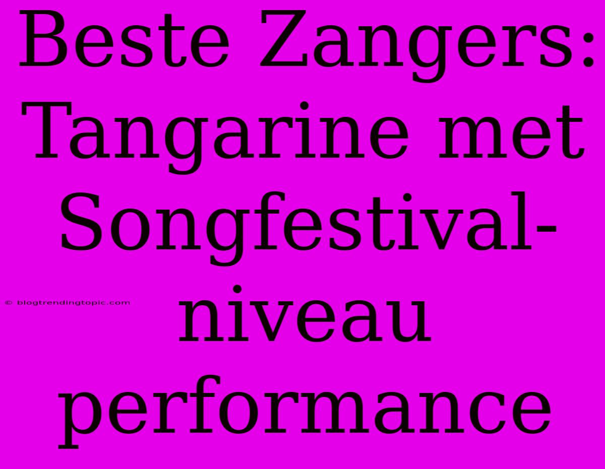 Beste Zangers: Tangarine Met Songfestival-niveau Performance