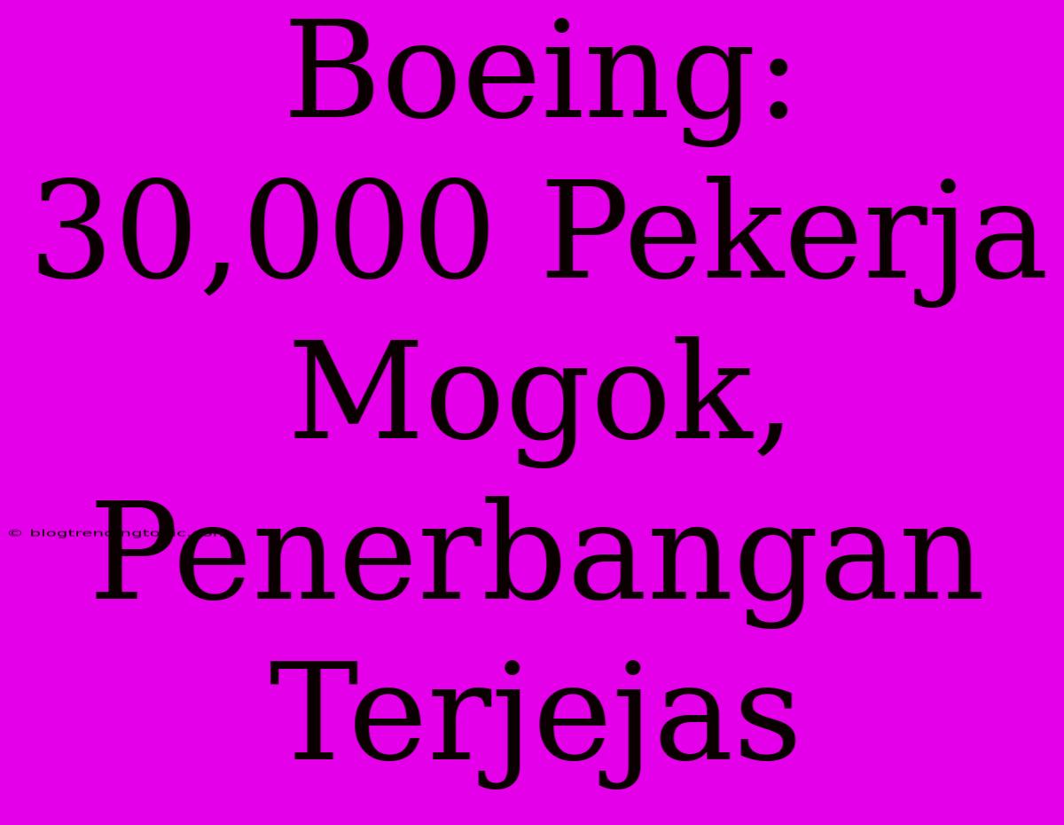 Boeing: 30,000 Pekerja Mogok, Penerbangan Terjejas