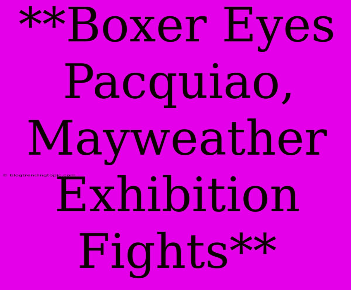 **Boxer Eyes Pacquiao, Mayweather Exhibition Fights**