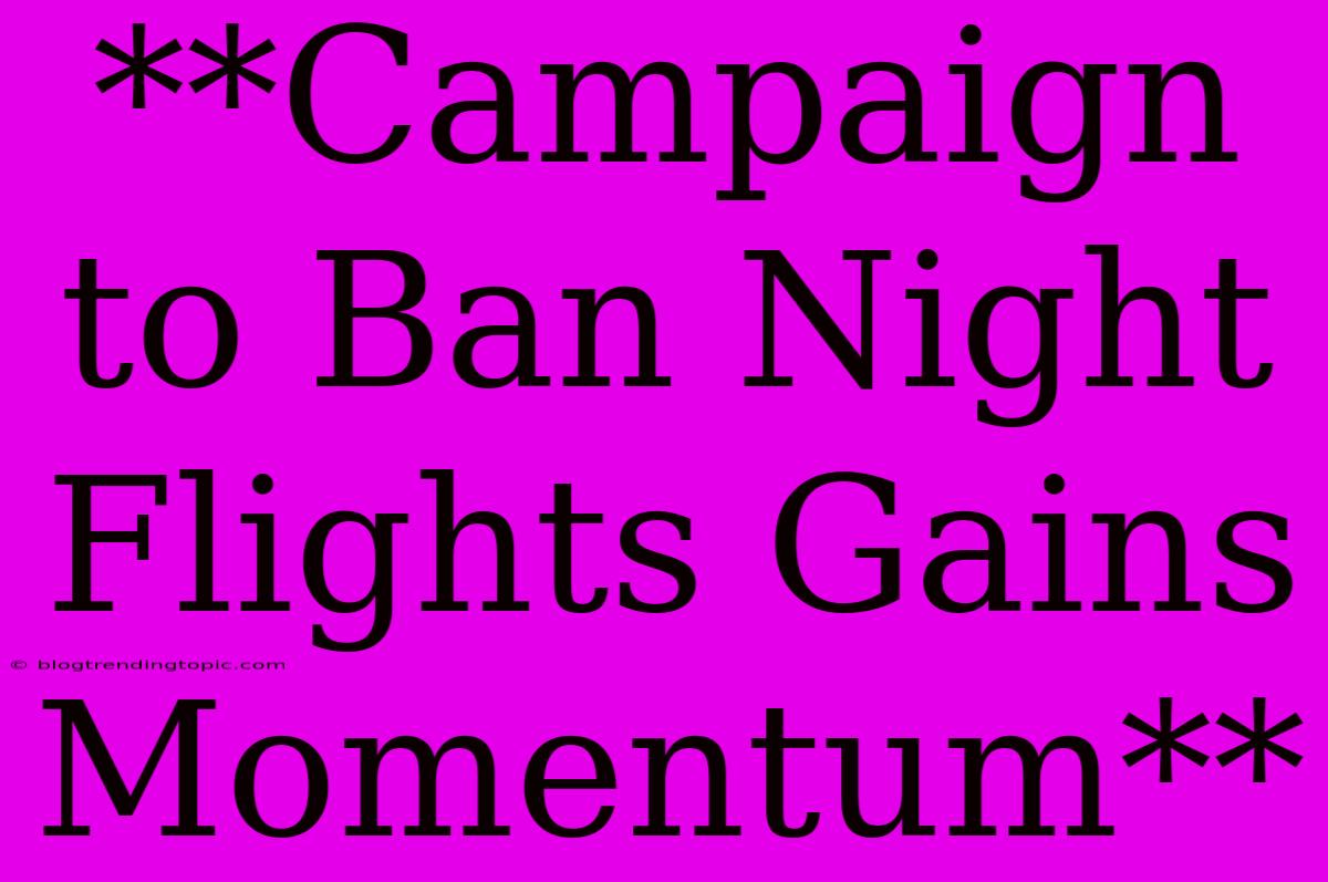 **Campaign To Ban Night Flights Gains Momentum**