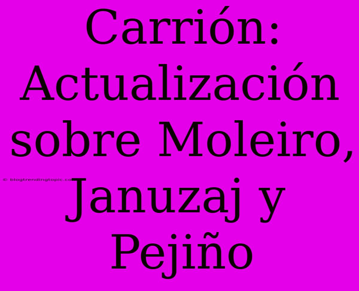 Carrión: Actualización Sobre Moleiro, Januzaj Y Pejiño