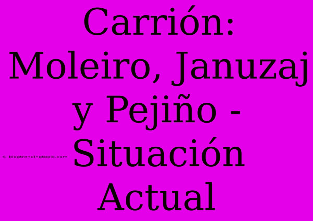 Carrión: Moleiro, Januzaj Y Pejiño - Situación Actual