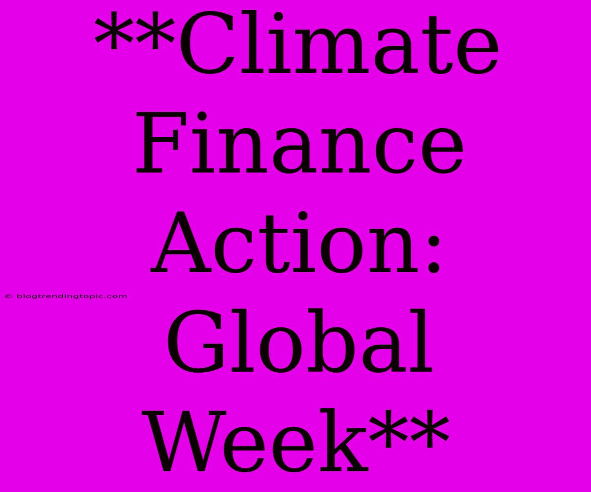 **Climate Finance Action: Global Week**