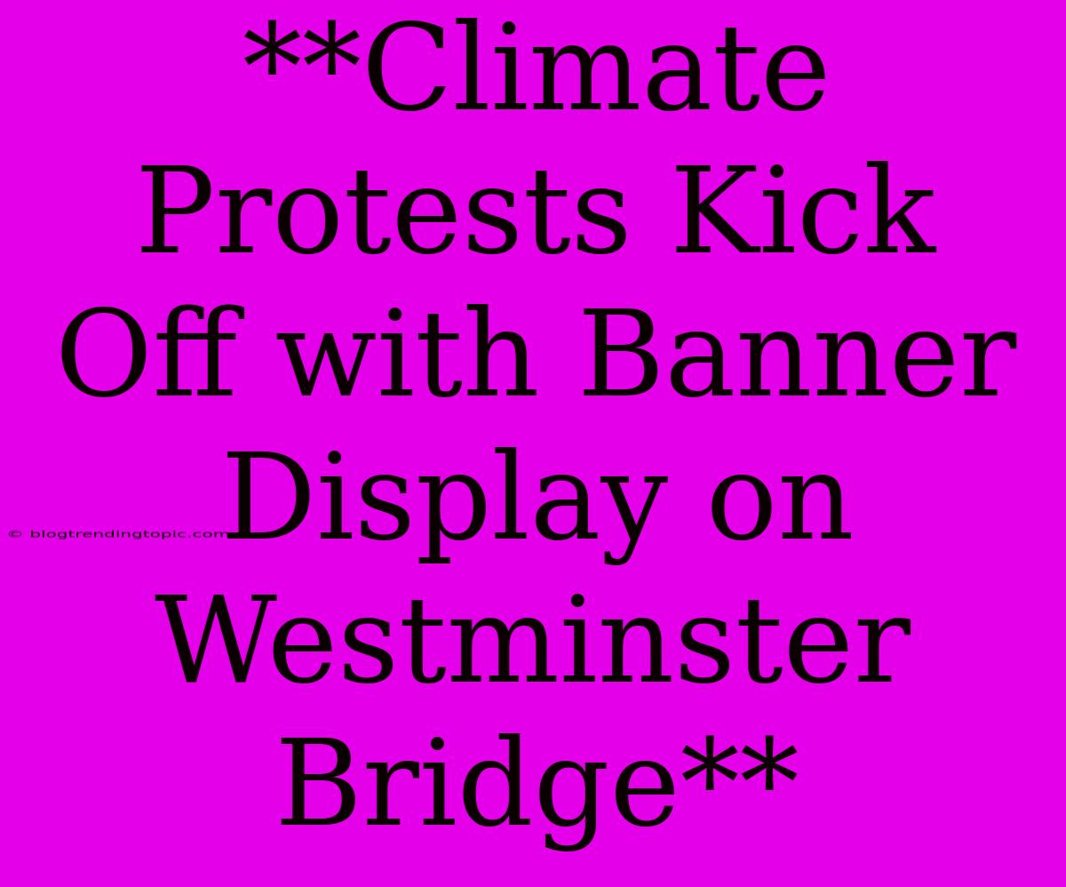 **Climate Protests Kick Off With Banner Display On Westminster Bridge**