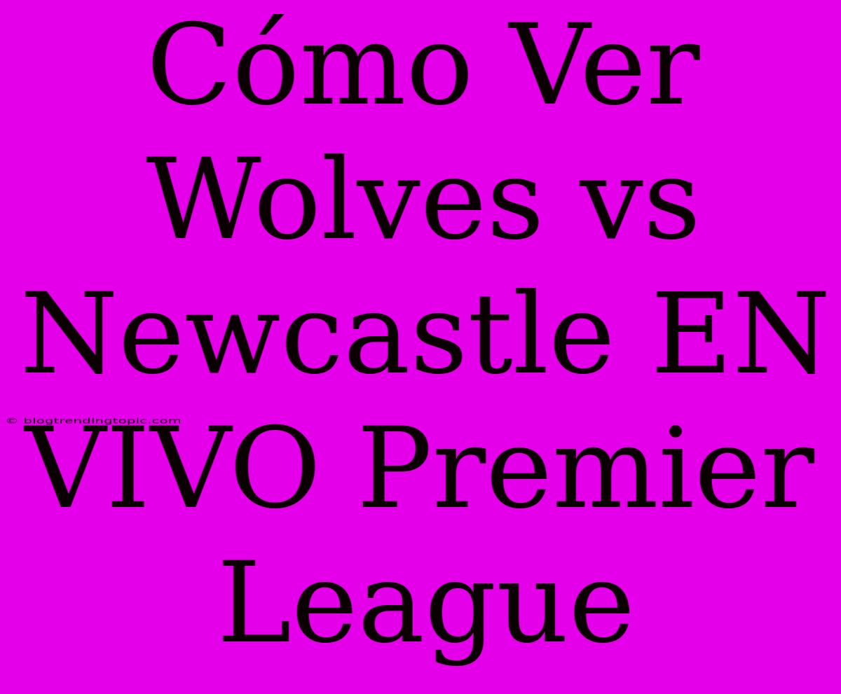 Cómo Ver Wolves Vs Newcastle EN VIVO Premier League