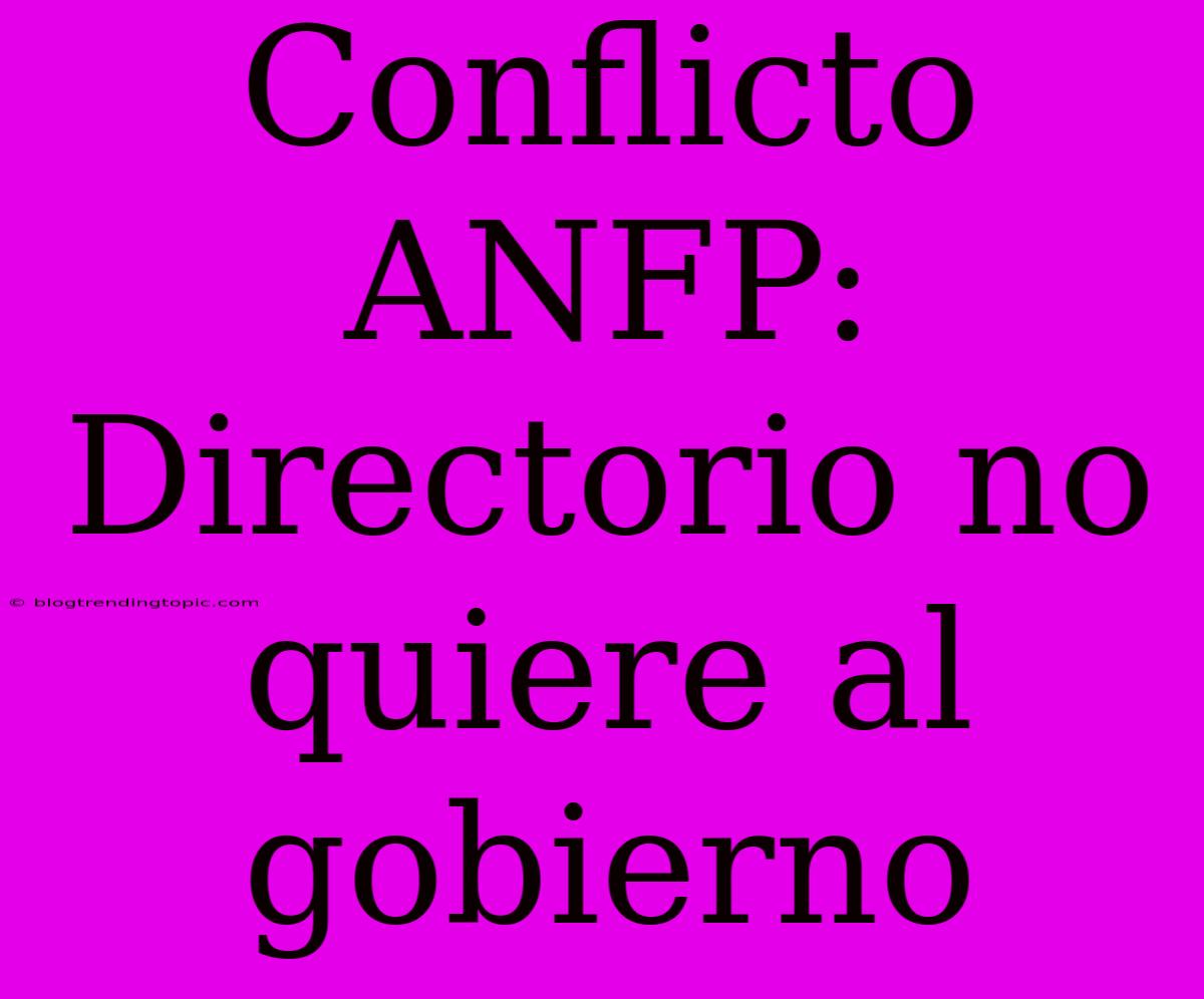 Conflicto ANFP: Directorio No Quiere Al Gobierno