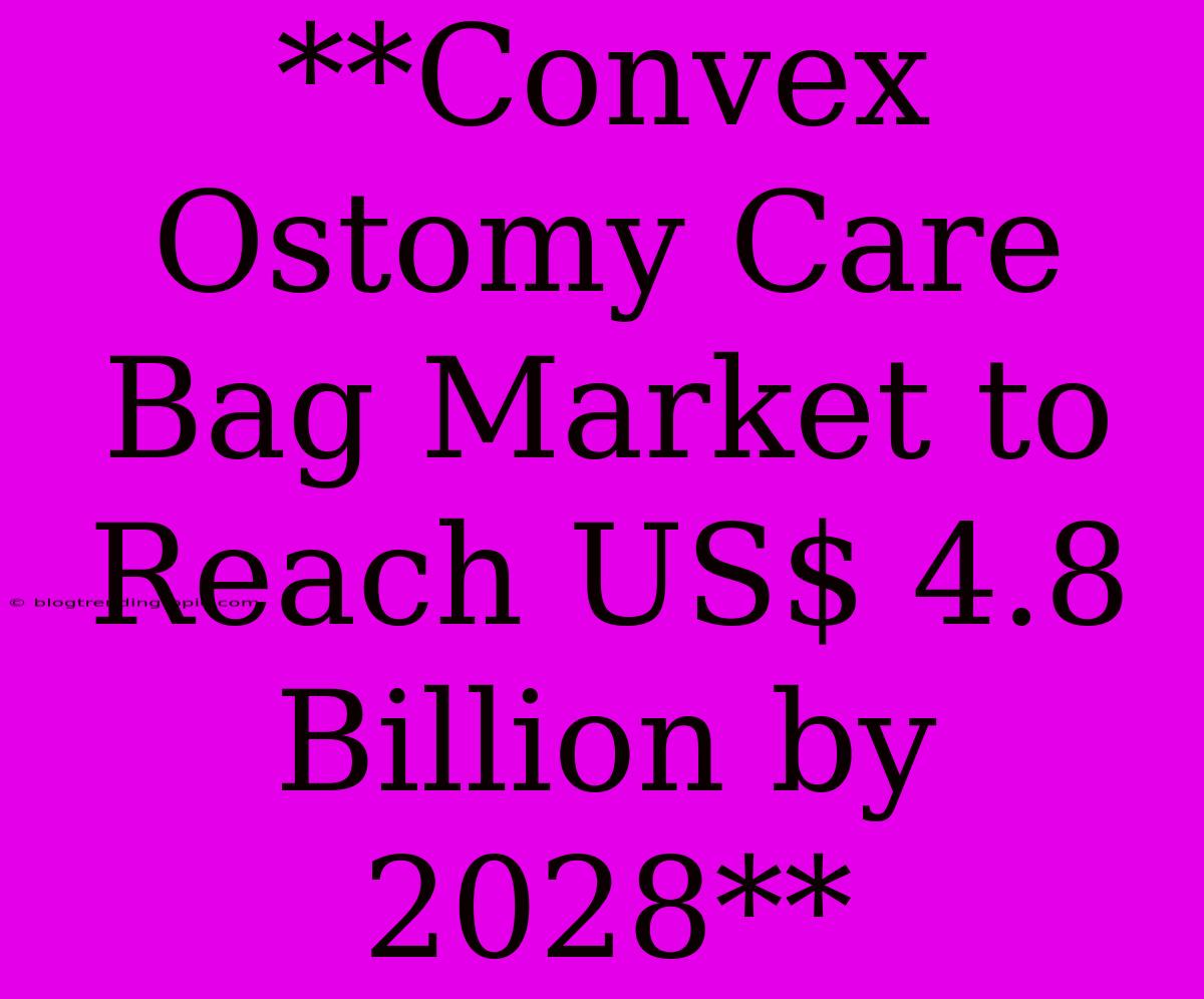 **Convex Ostomy Care Bag Market To Reach US$ 4.8 Billion By 2028**