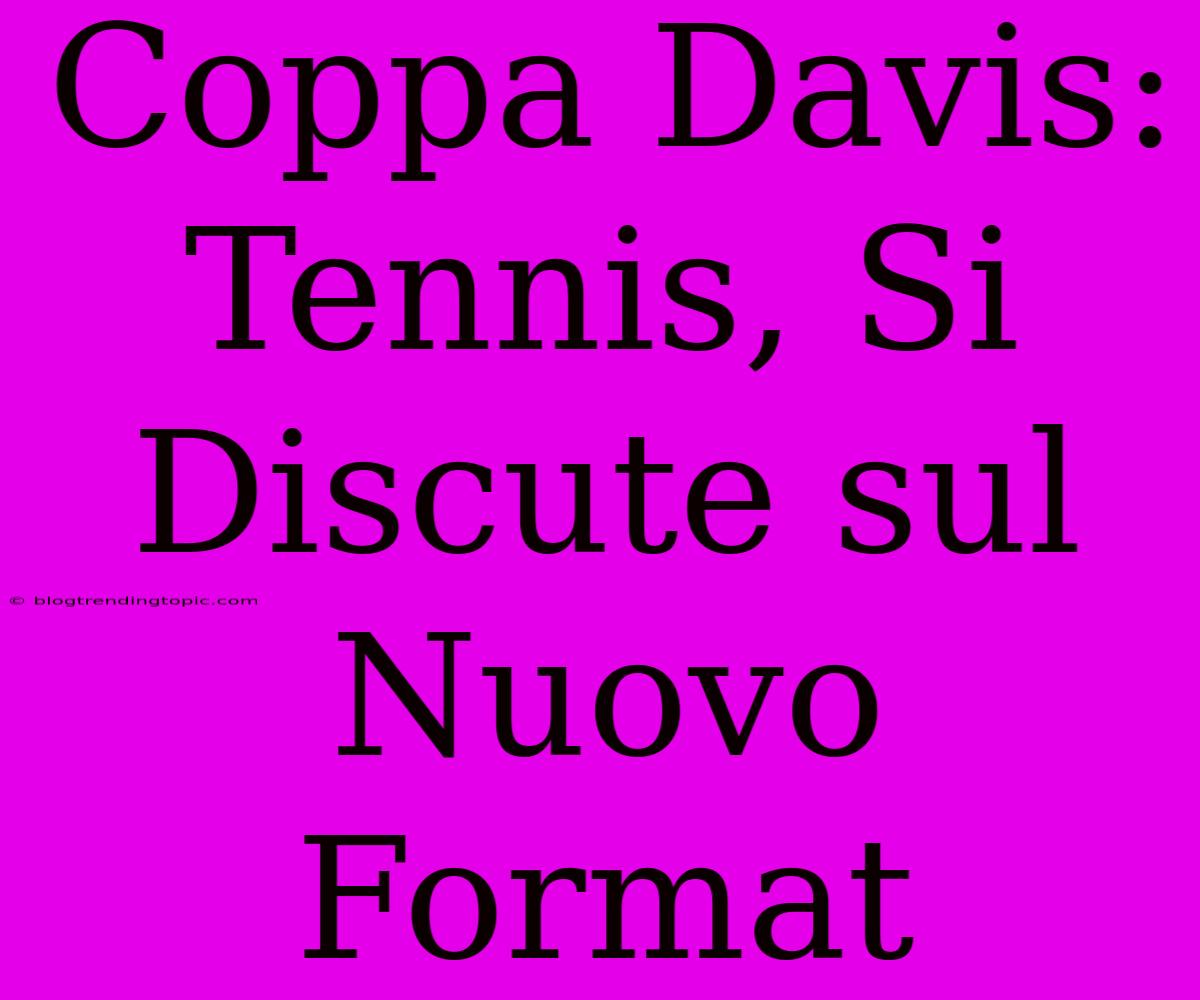 Coppa Davis: Tennis, Si Discute Sul Nuovo Format