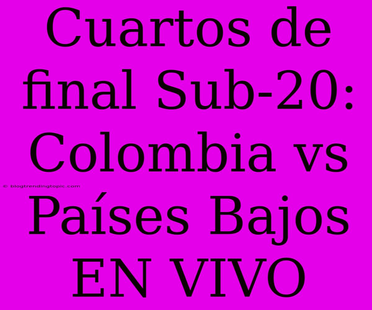 Cuartos De Final Sub-20: Colombia Vs Países Bajos EN VIVO