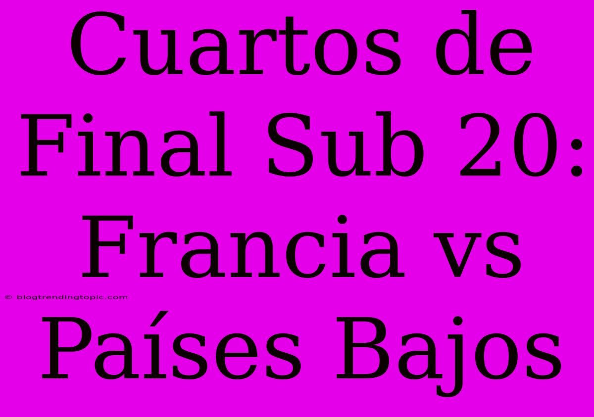 Cuartos De Final Sub 20: Francia Vs Países Bajos