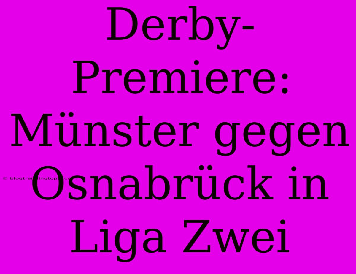 Derby-Premiere: Münster Gegen Osnabrück In Liga Zwei