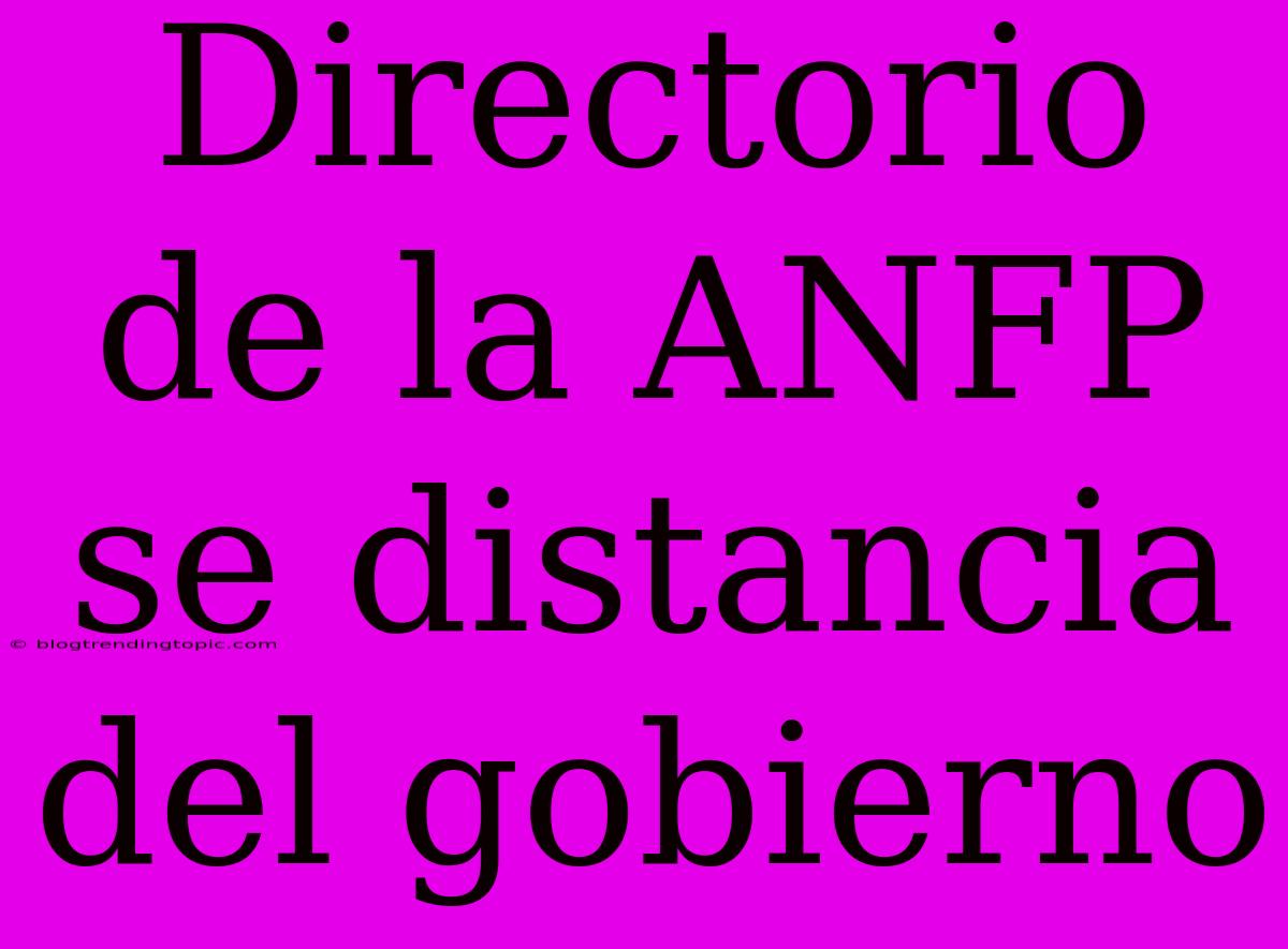 Directorio De La ANFP Se Distancia Del Gobierno