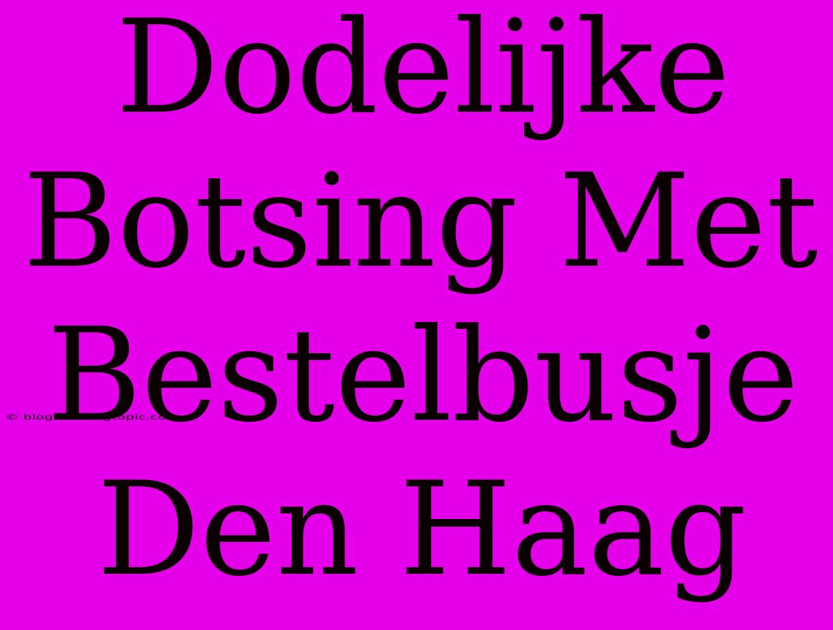 Dodelijke Botsing Met Bestelbusje Den Haag