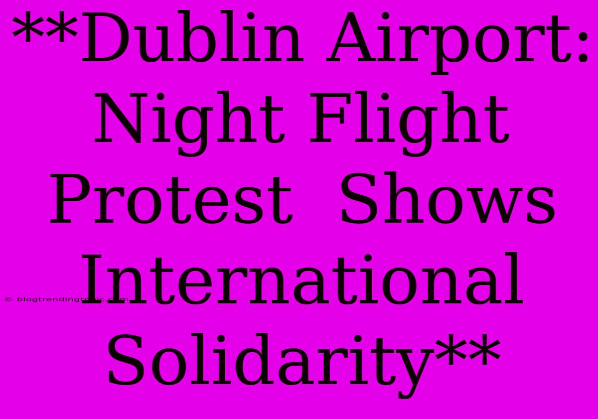 **Dublin Airport:  Night Flight Protest  Shows International Solidarity** 