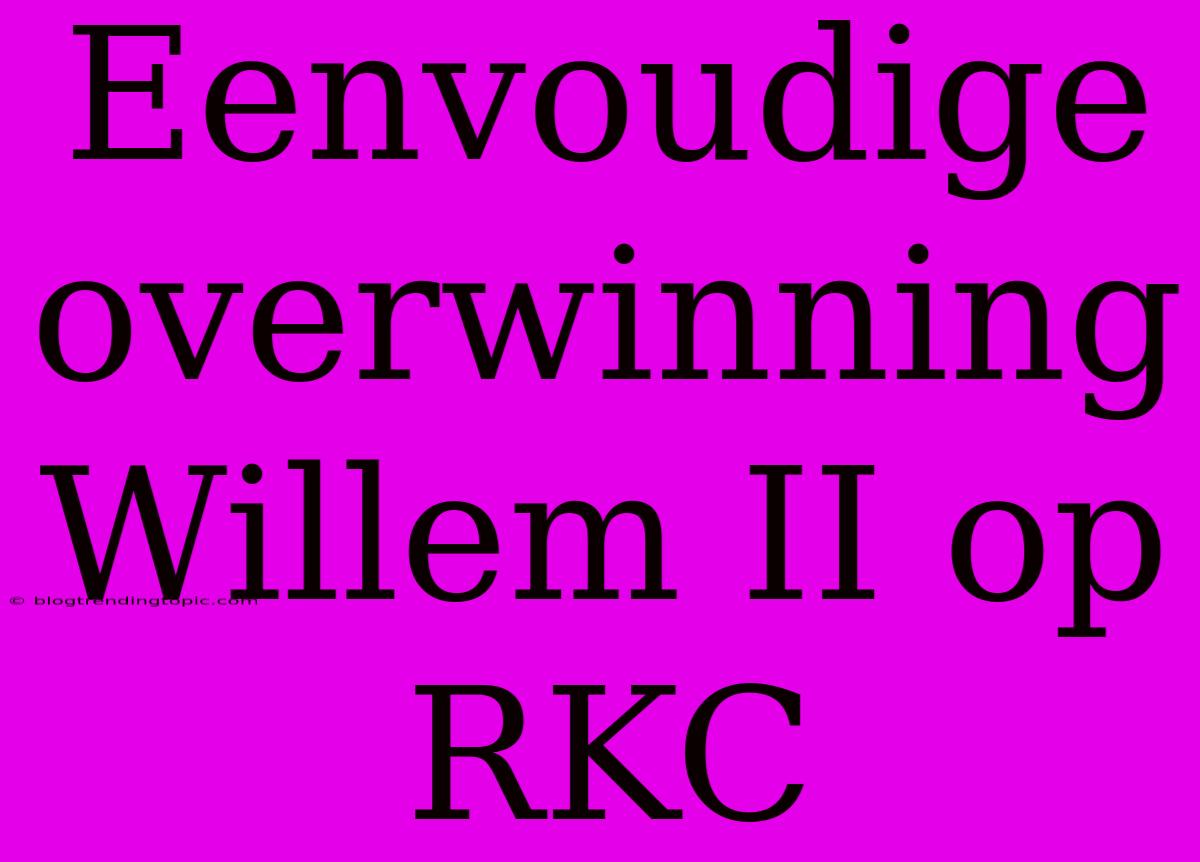 Eenvoudige Overwinning Willem II Op RKC