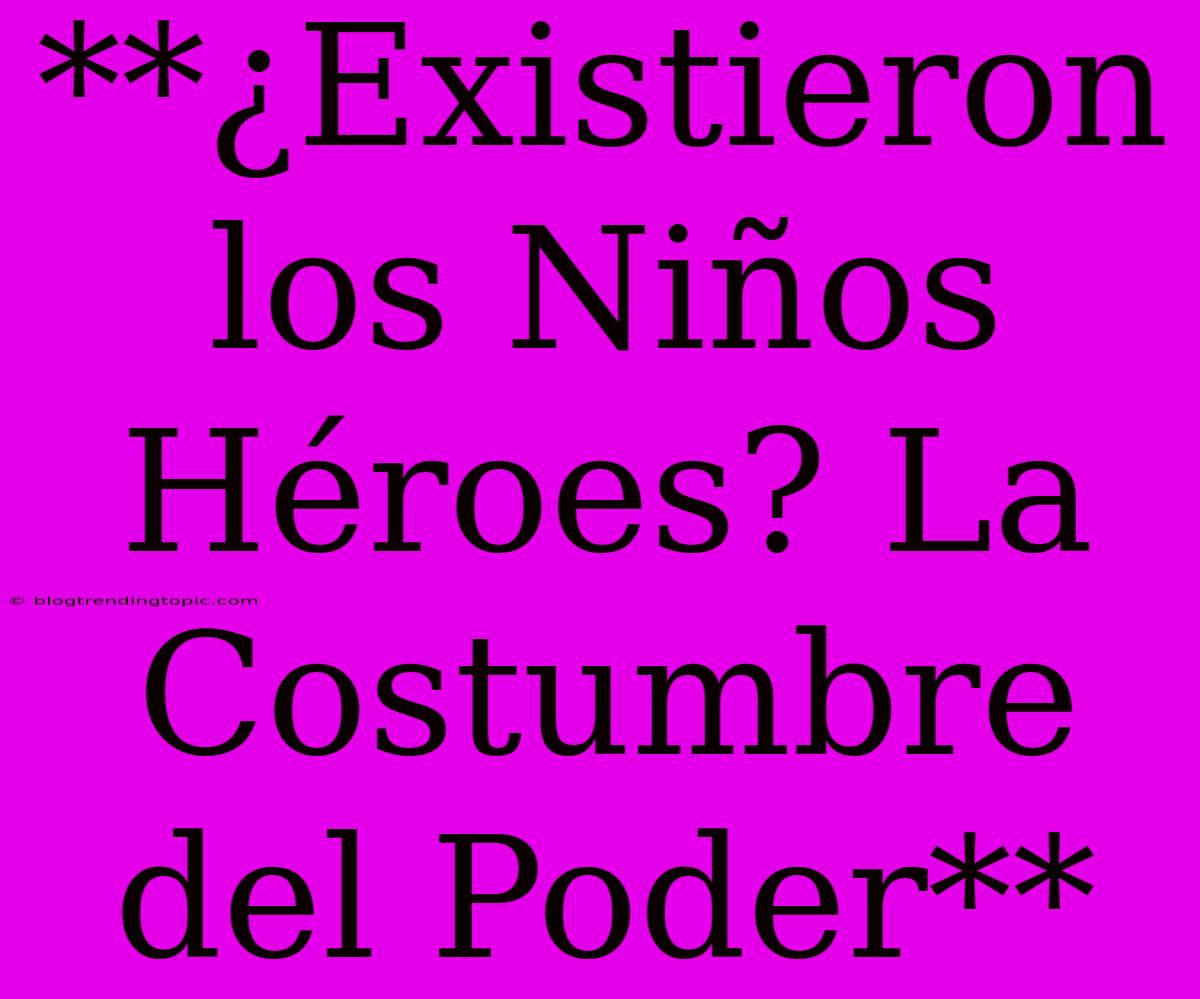 **¿Existieron Los Niños Héroes? La Costumbre Del Poder**