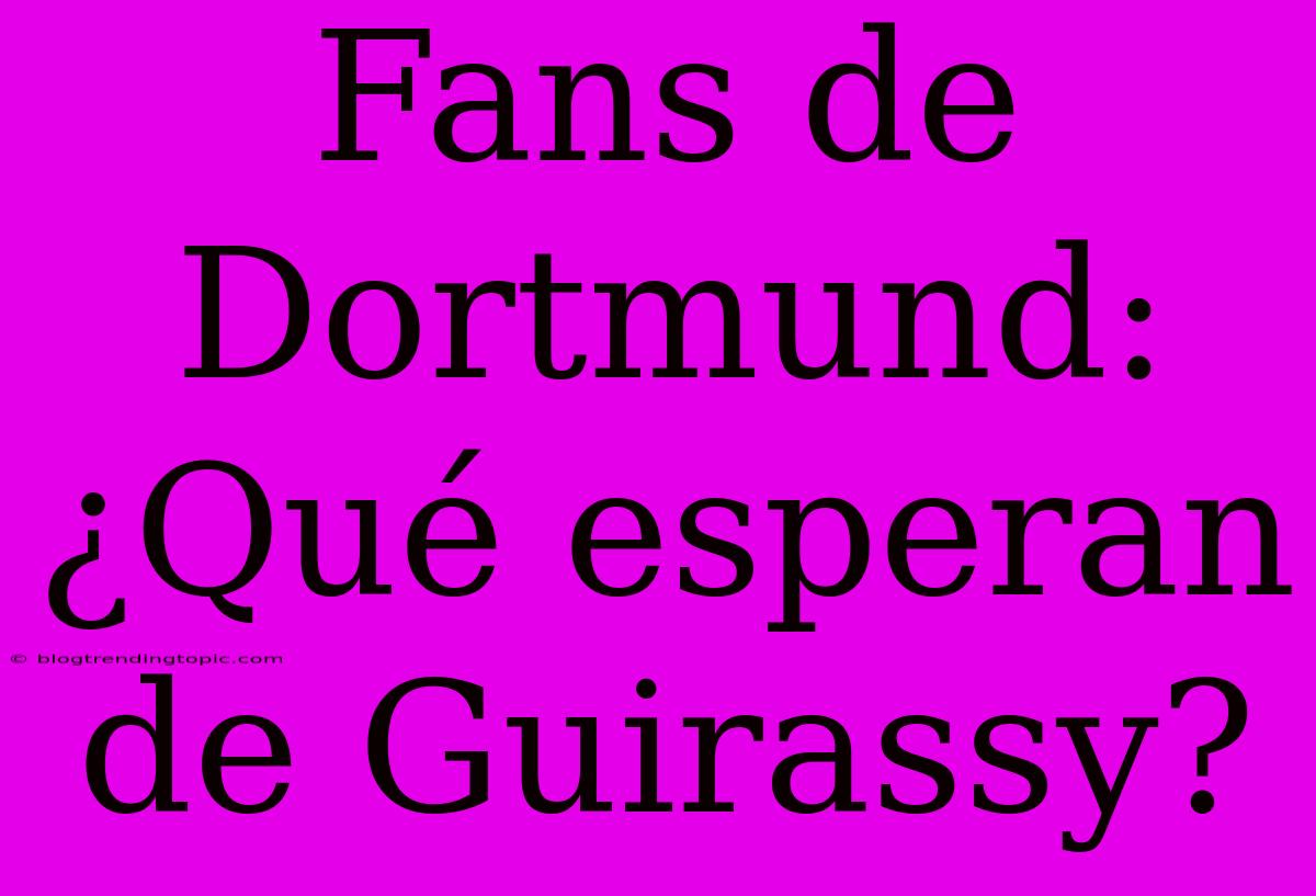 Fans De Dortmund: ¿Qué Esperan De Guirassy?