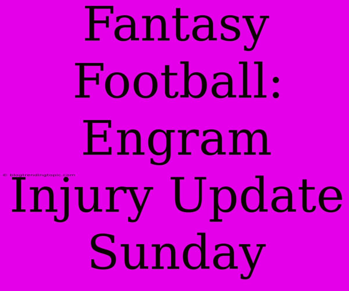 Fantasy Football: Engram Injury Update Sunday