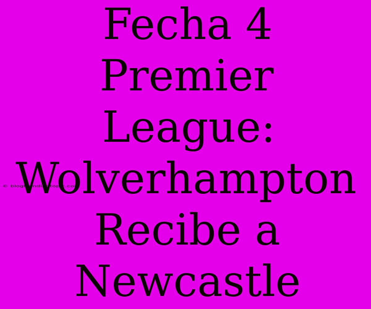 Fecha 4 Premier League: Wolverhampton Recibe A Newcastle