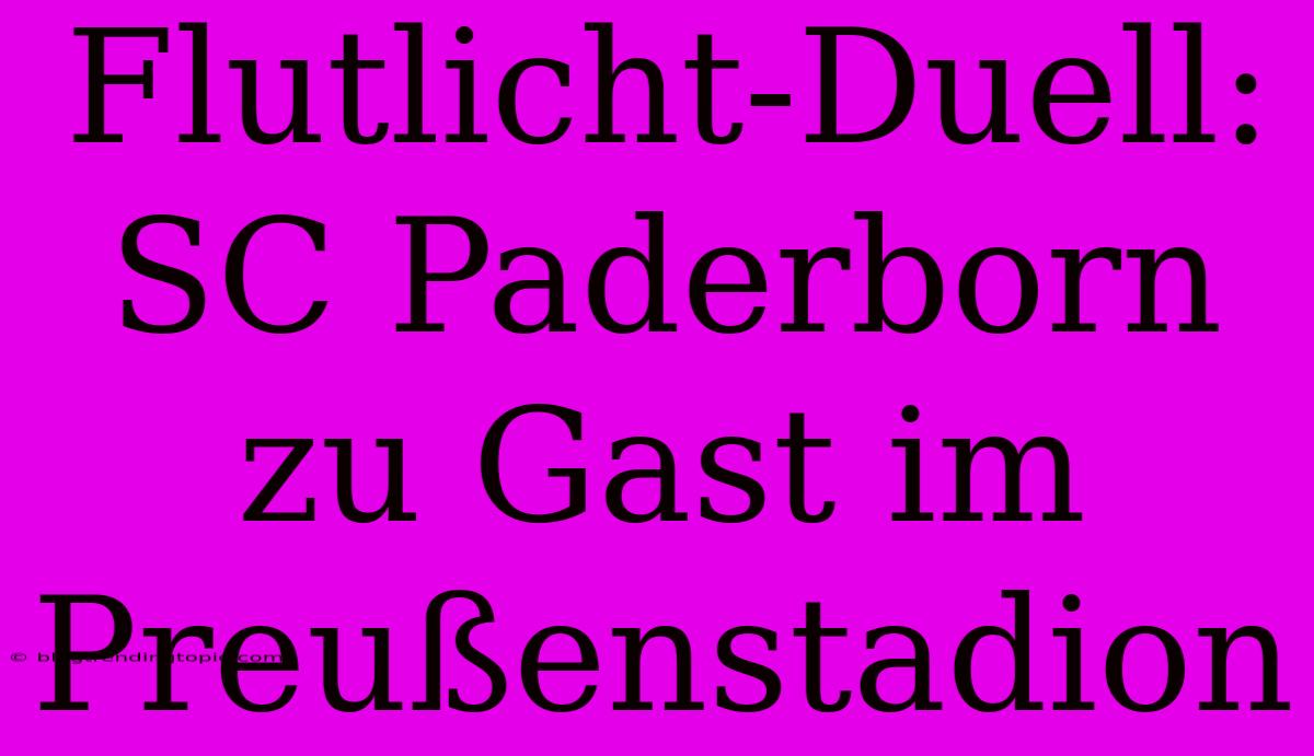 Flutlicht-Duell: SC Paderborn Zu Gast Im Preußenstadion