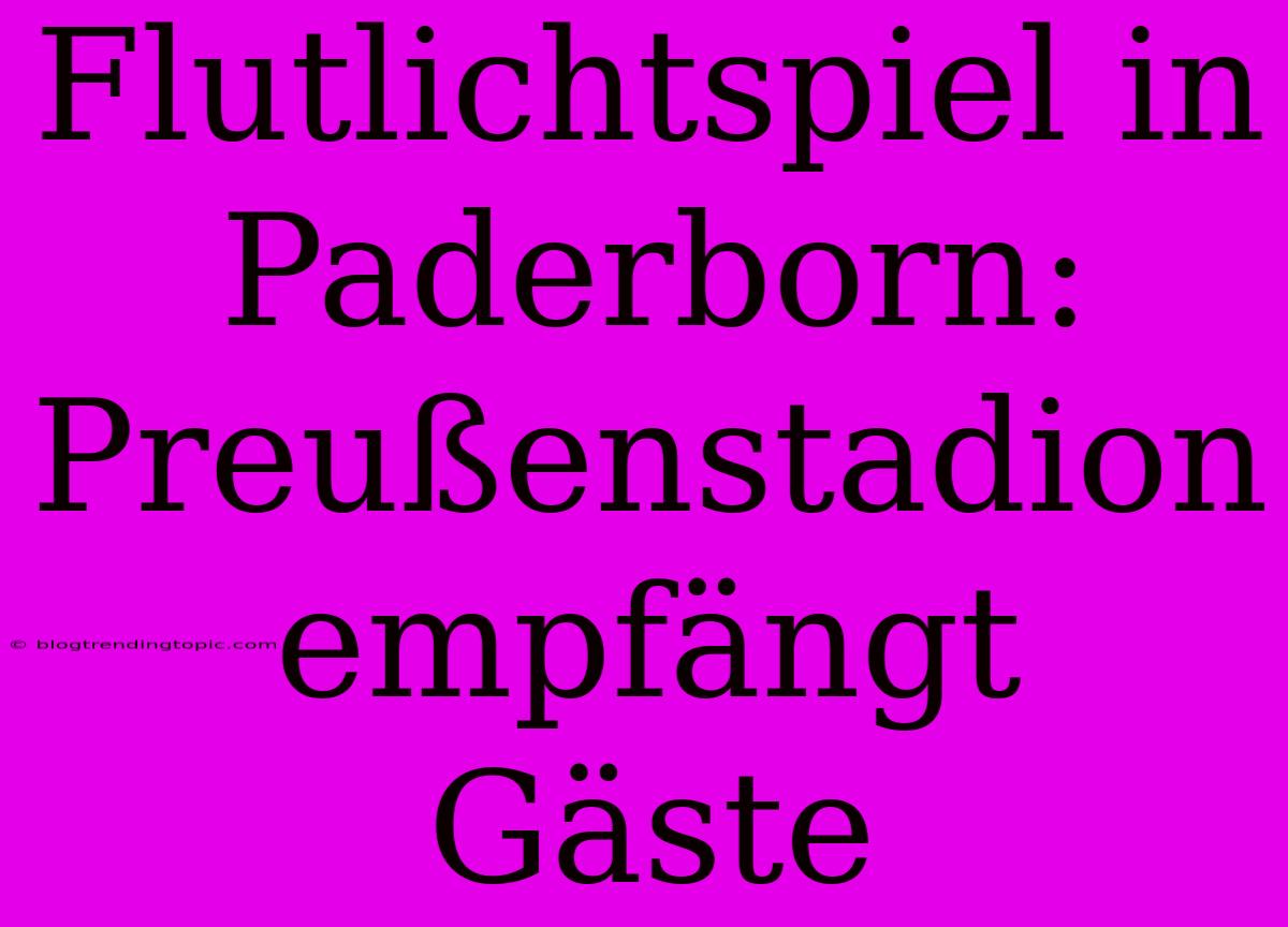 Flutlichtspiel In Paderborn: Preußenstadion Empfängt Gäste