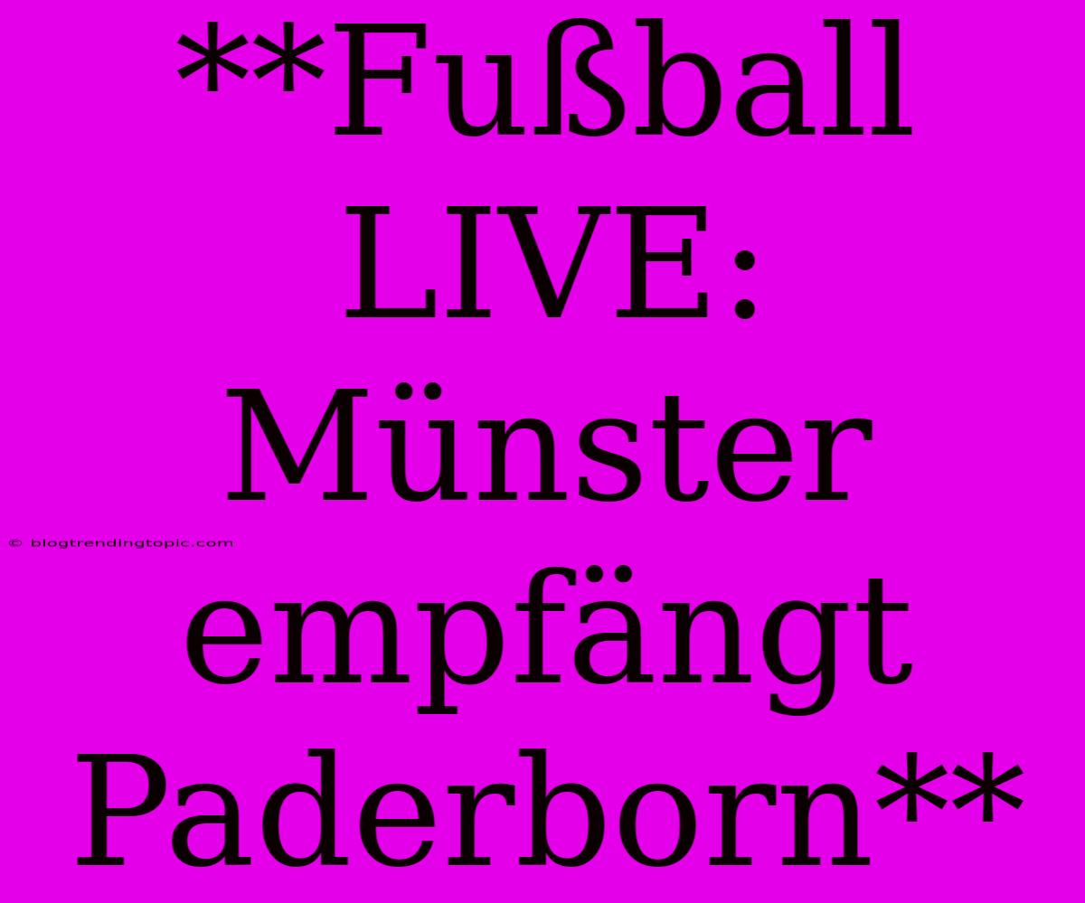 **Fußball LIVE: Münster Empfängt Paderborn**