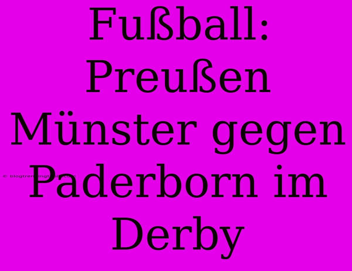 Fußball: Preußen Münster Gegen Paderborn Im Derby