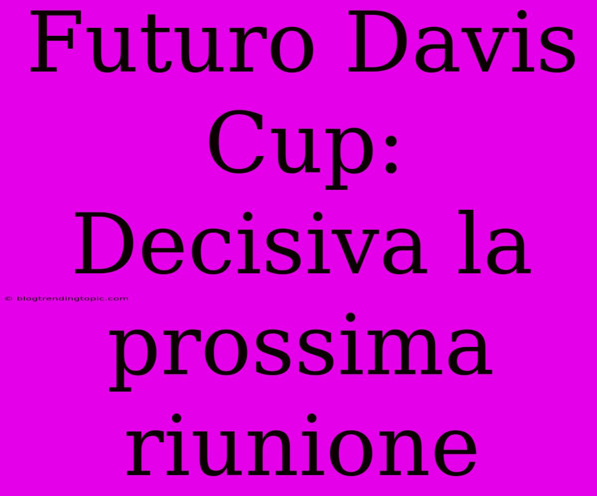 Futuro Davis Cup: Decisiva La Prossima Riunione 