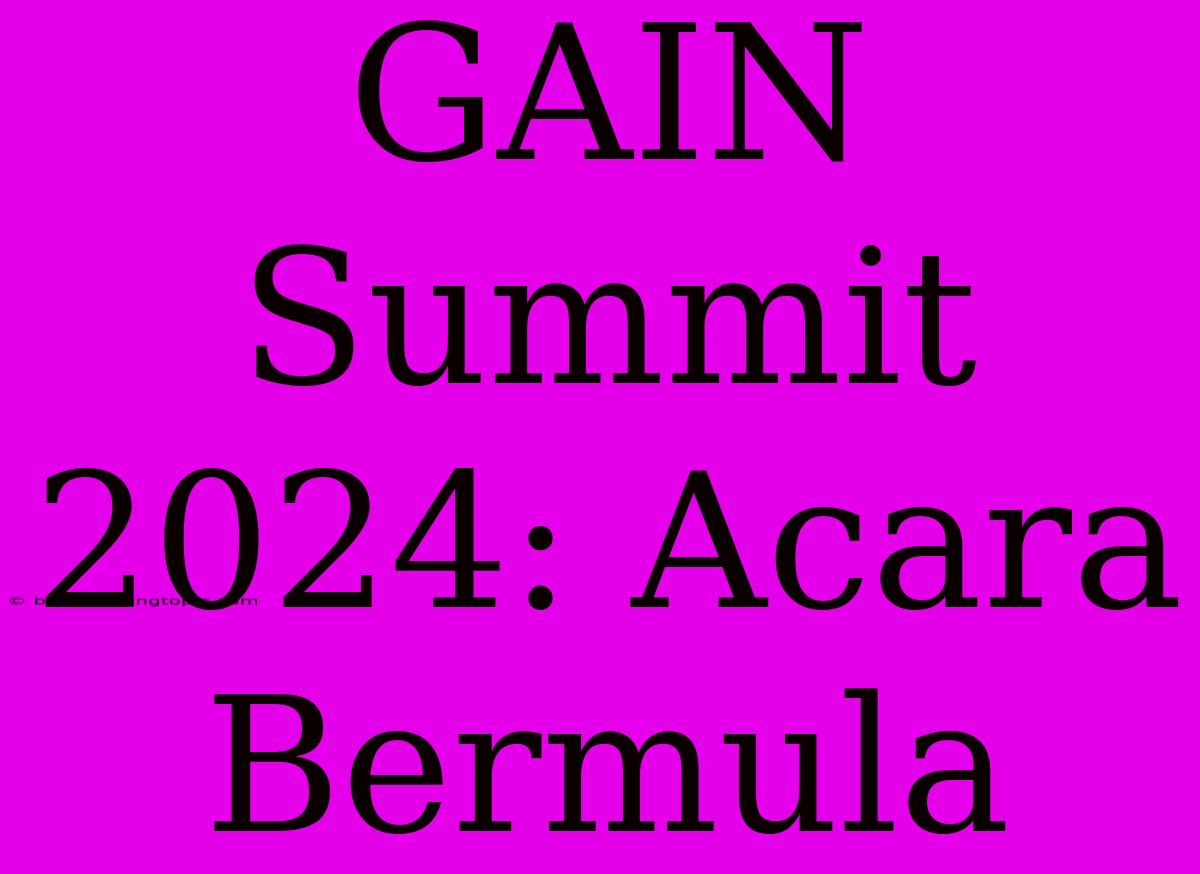 GAIN Summit 2024: Acara Bermula