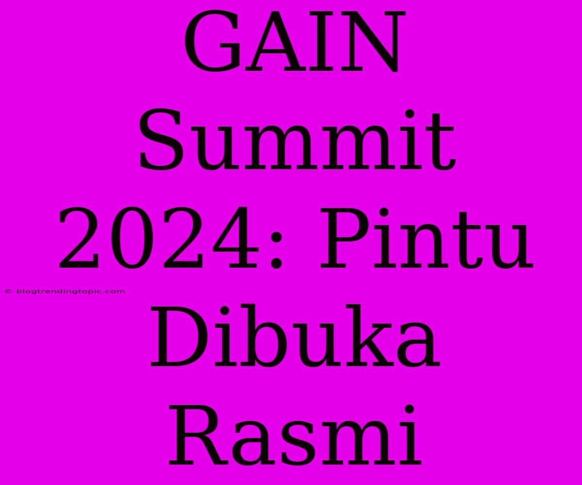 GAIN Summit 2024: Pintu Dibuka Rasmi