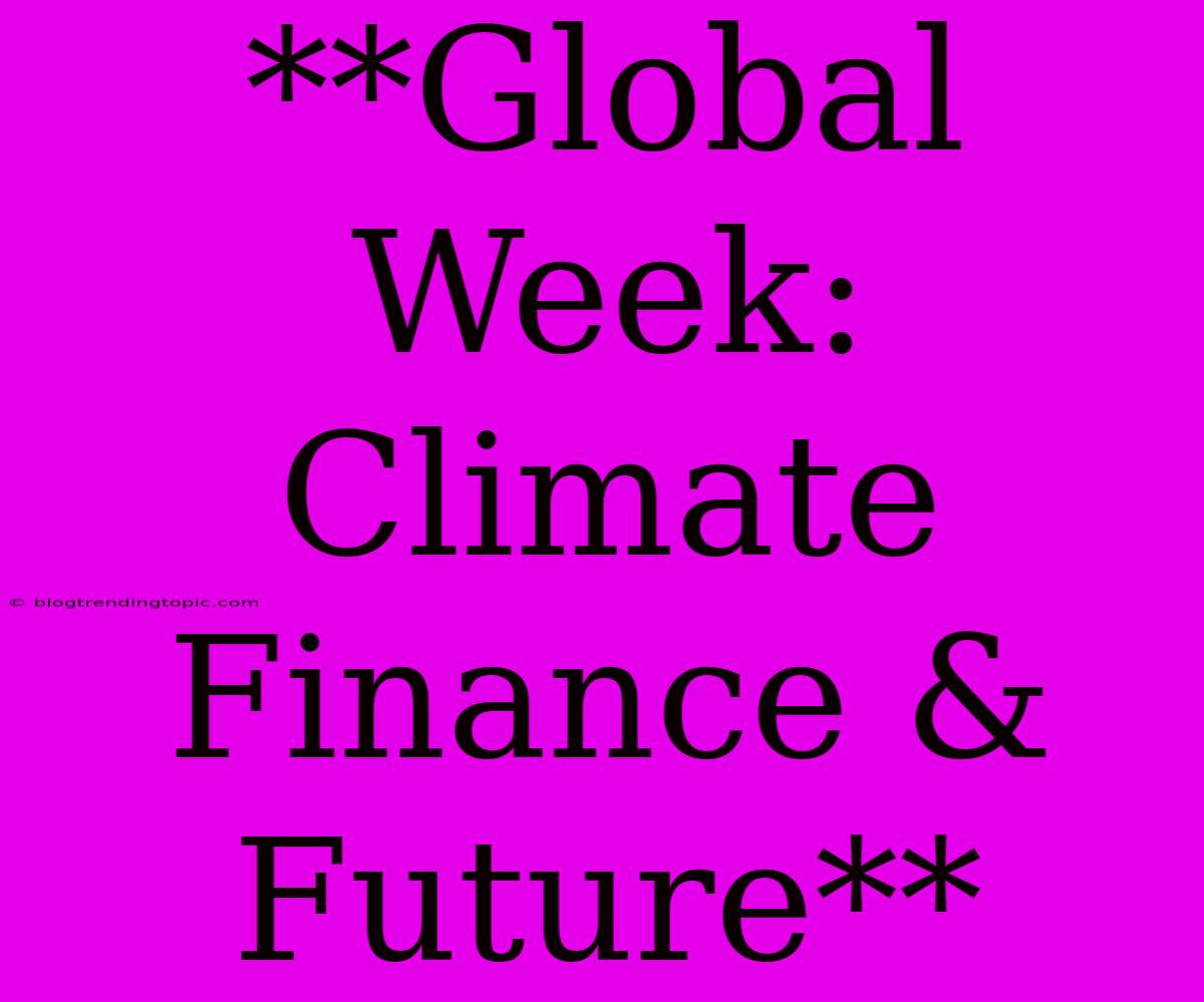 **Global Week: Climate Finance & Future**