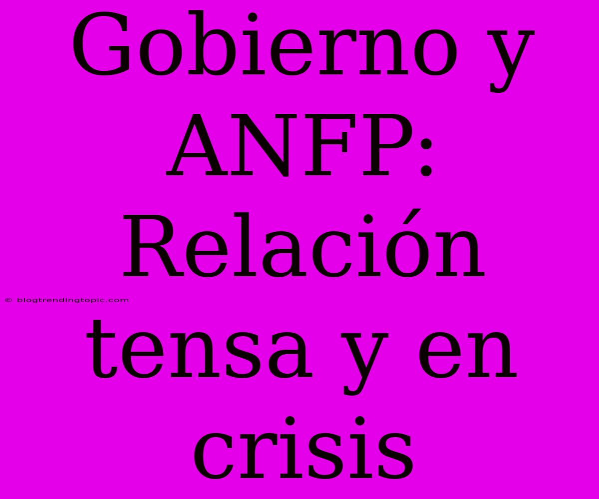 Gobierno Y ANFP: Relación Tensa Y En Crisis