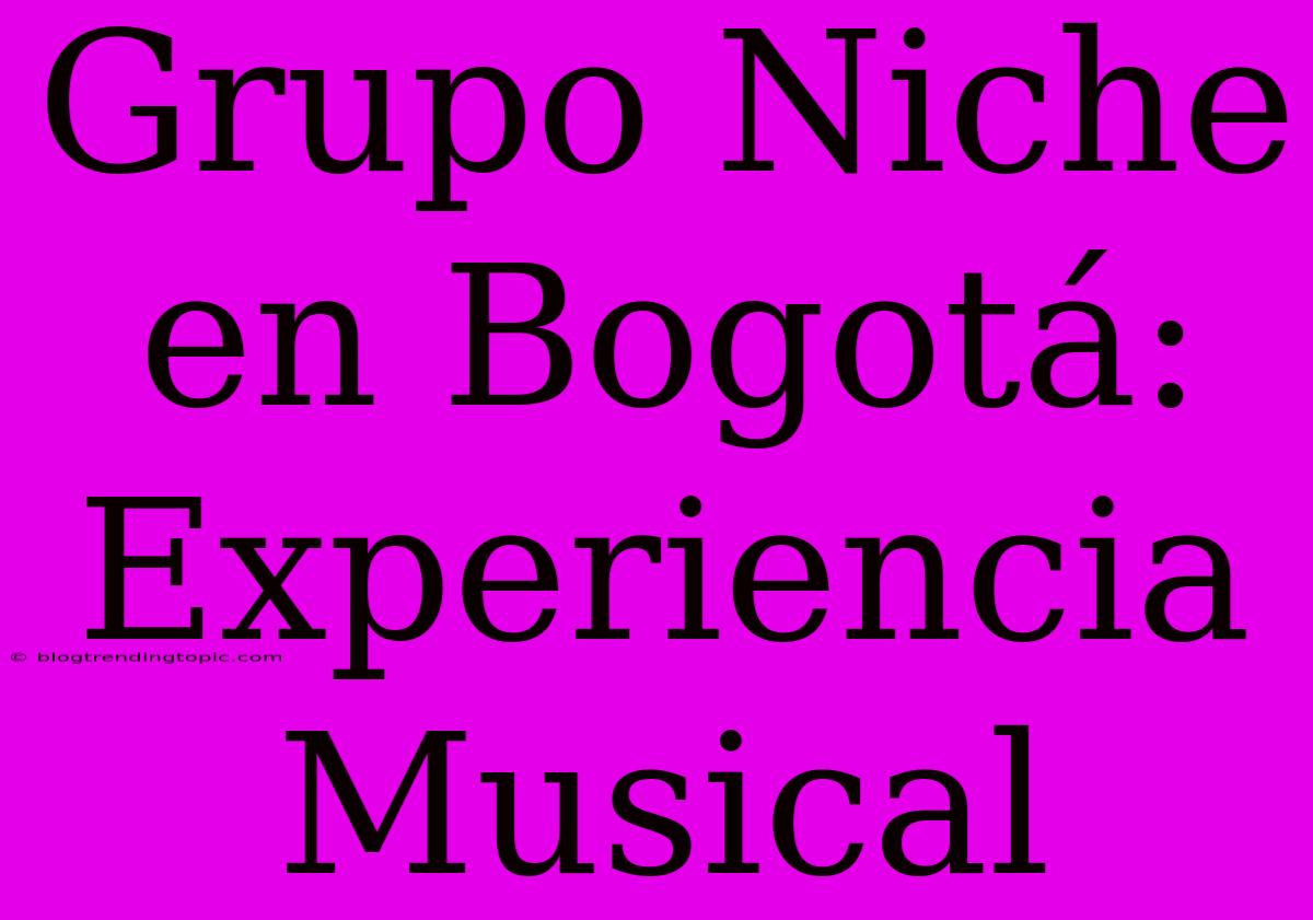 Grupo Niche En Bogotá: Experiencia Musical