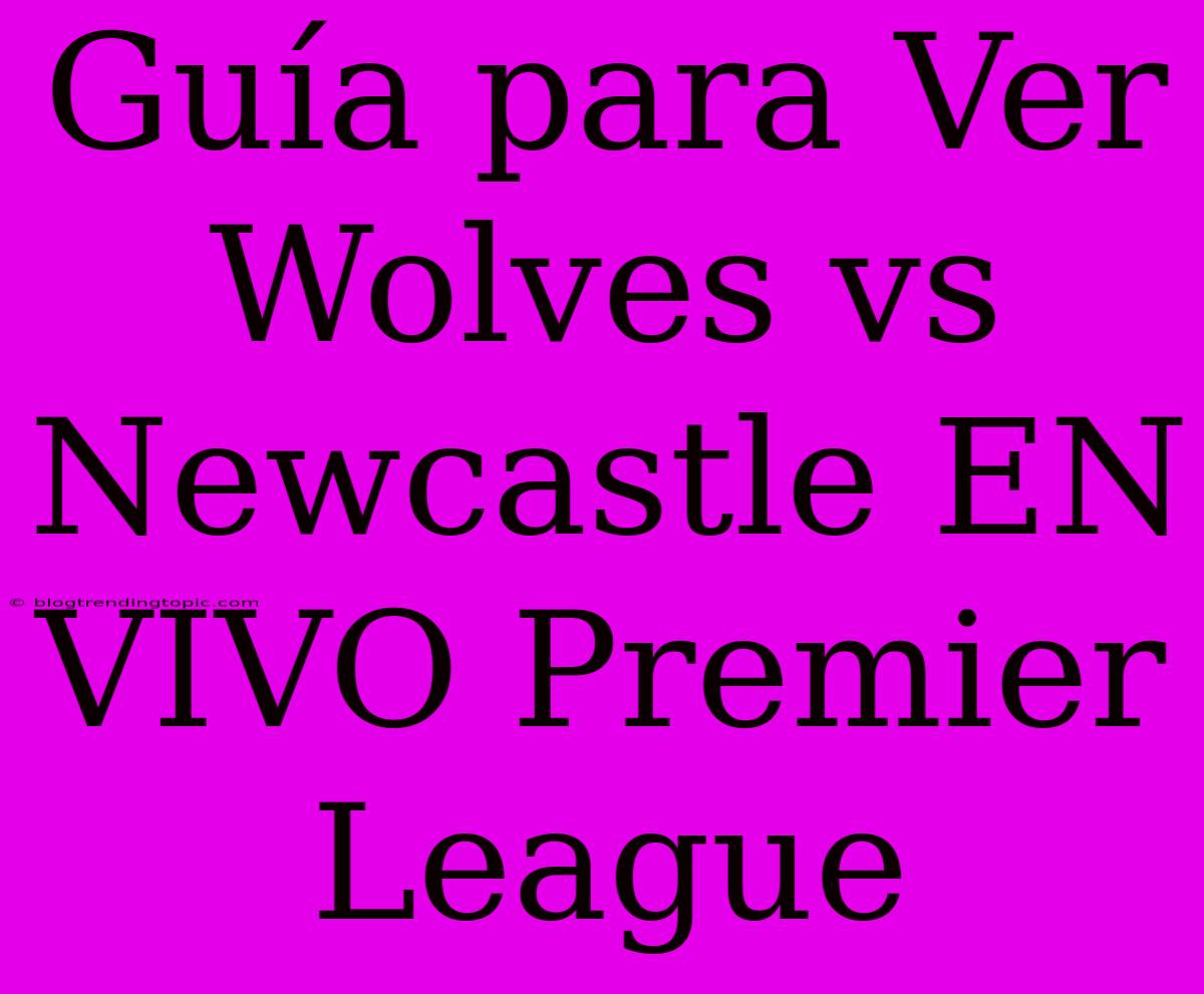 Guía Para Ver Wolves Vs Newcastle EN VIVO Premier League