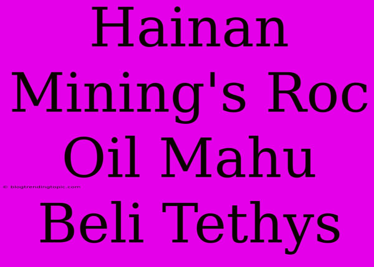 Hainan Mining's Roc Oil Mahu Beli Tethys