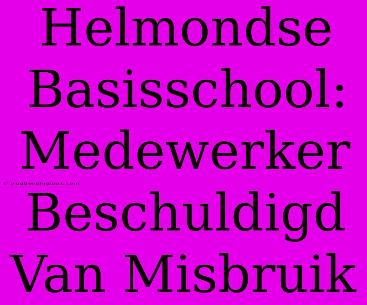 Helmondse Basisschool: Medewerker Beschuldigd Van Misbruik